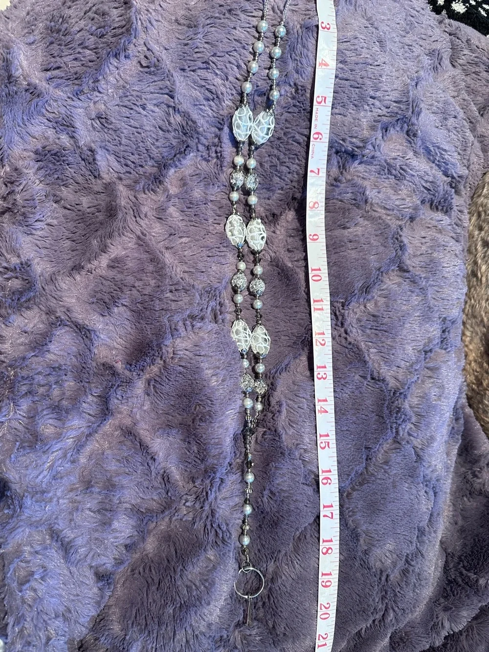 LANYARD Custom Ordered Crystal Silver Pearl use Badges, Cards, Cruise Nurse ❤️ - Picture 2 of 15